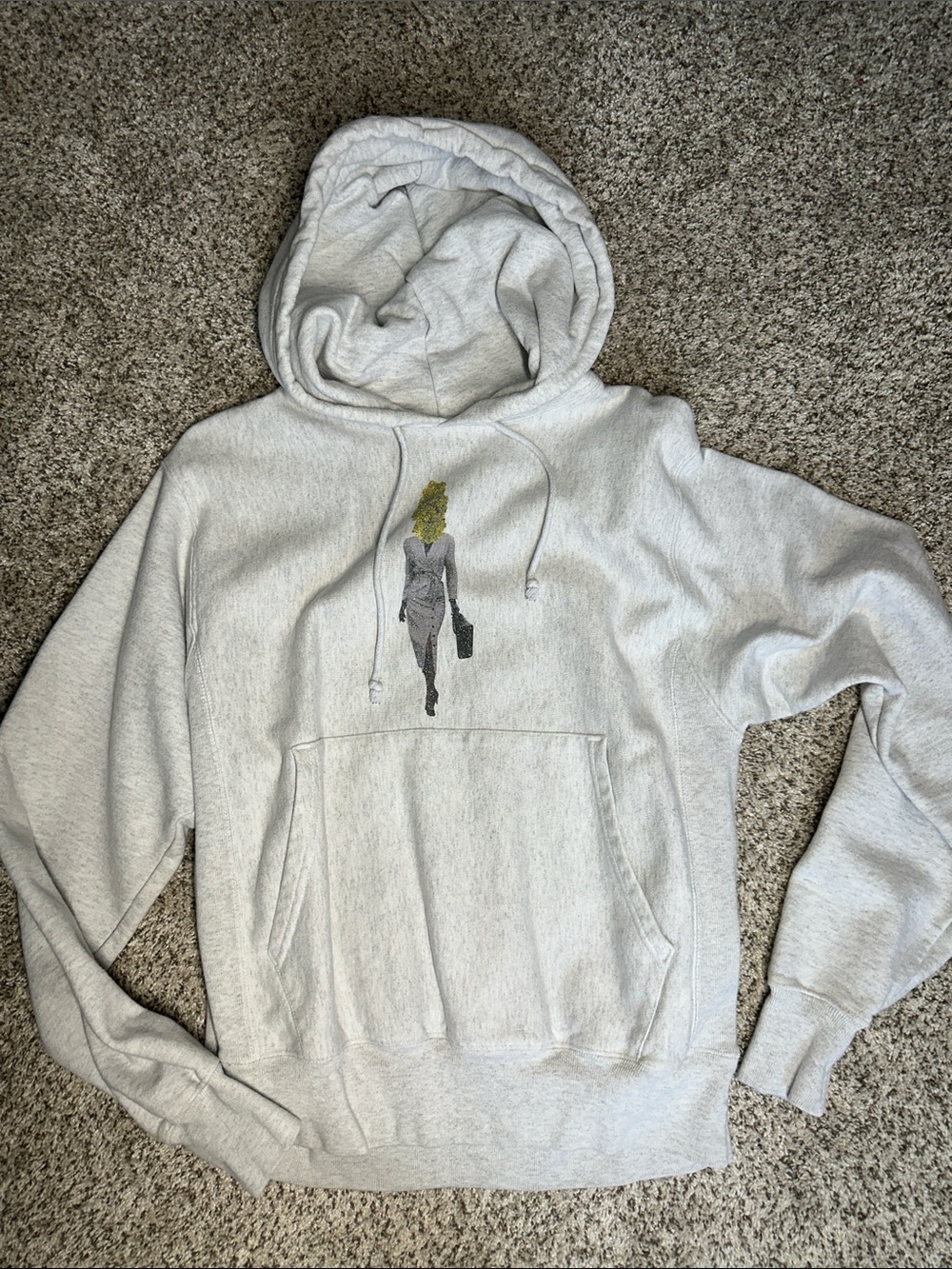 Champion Light Gray Hoodie with Minimal Silhouette Graphic